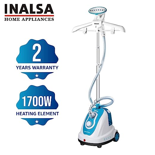 INALSA Garment Steamer Speedy Steam – 1700 W |Variable Steam Control Knob | Powerful Steam Output -Upto 30g/min |1.4L Detachable Large Water Tank |Includes Fabric Brush & Hand Glove,(White/Aqua Green) INALSA Garment Steamer Speedy Steam – 1700 W |Variable Steam Control Knob | Powerful Steam Output -Upto 30g/min |1.4L Detachable Large Water Tank |Includes Fabric Brush & Hand Glove,(White/Aqua Green)